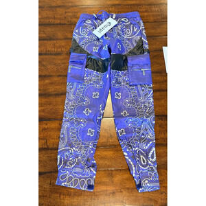 Guapi Pants Mens Purple Bandana Faux Leather Cargo Pant Limited Edition Size 30